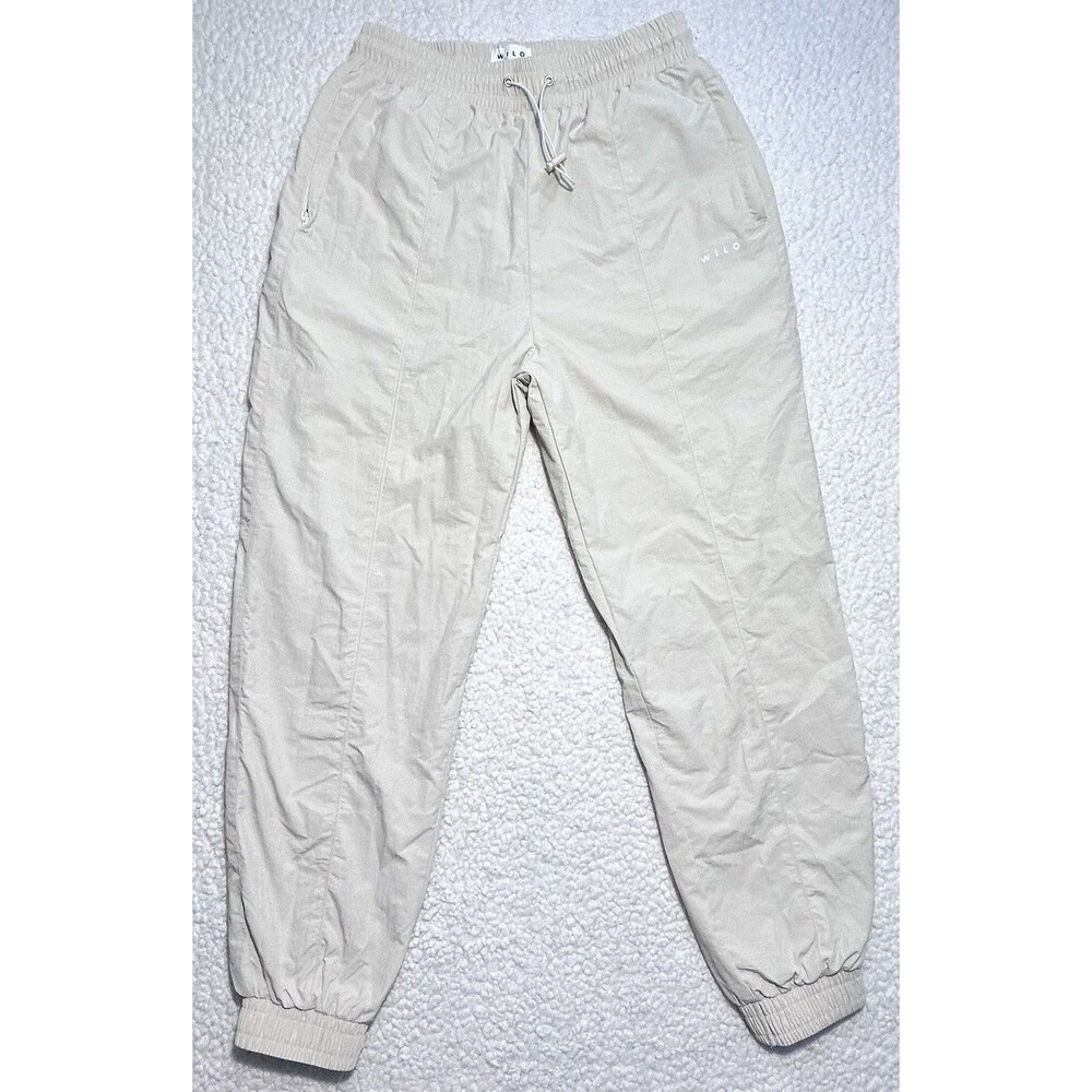 WILO The Label Parachute Jogger Pants Beige Cream Mesh Lined Women Track Small
